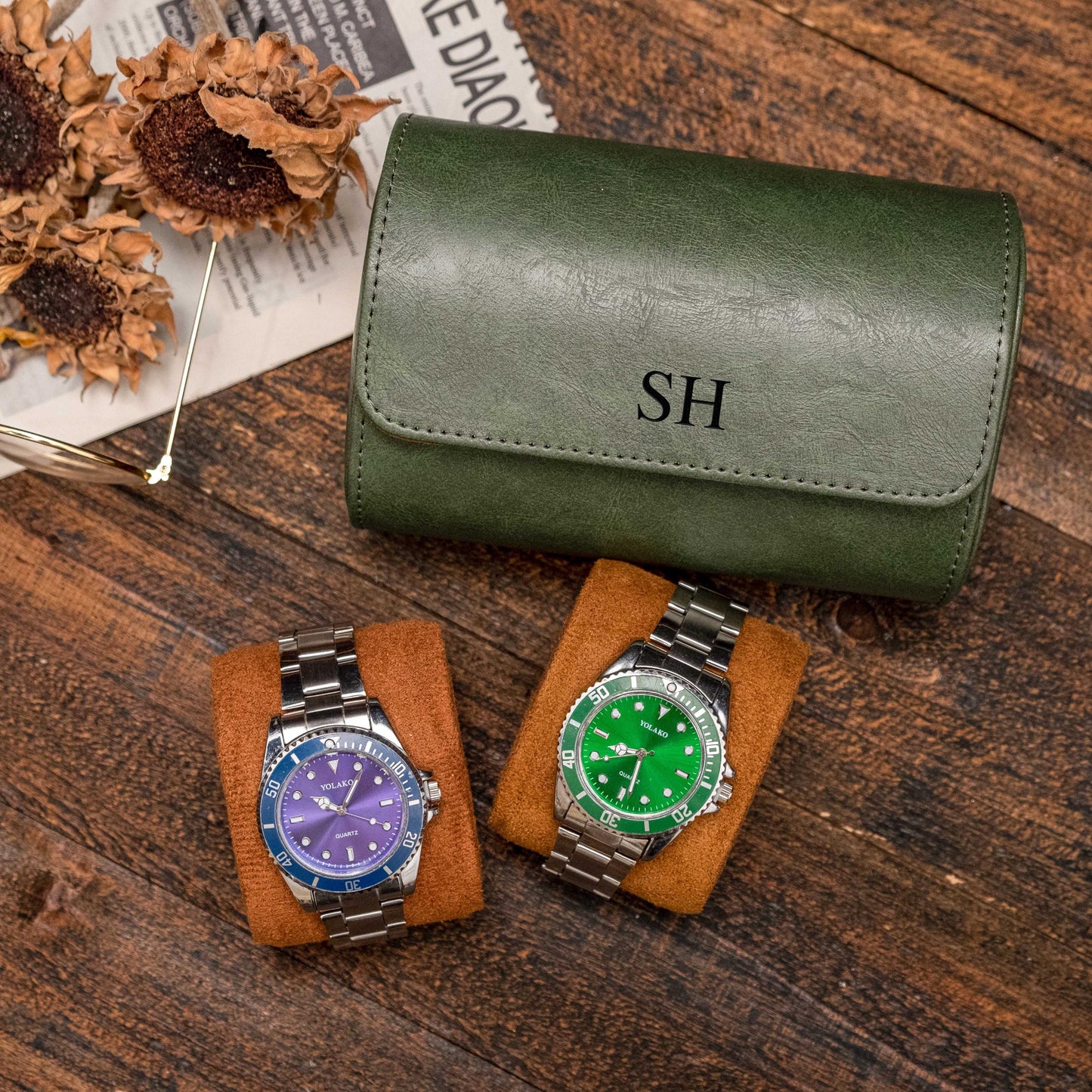 Personalized Watch Roll Leather, Watch Roll for Men, Watch Roll for 3, Corporate Gifts, Travel Watch Box, Groomsmen gift, Gift For Him