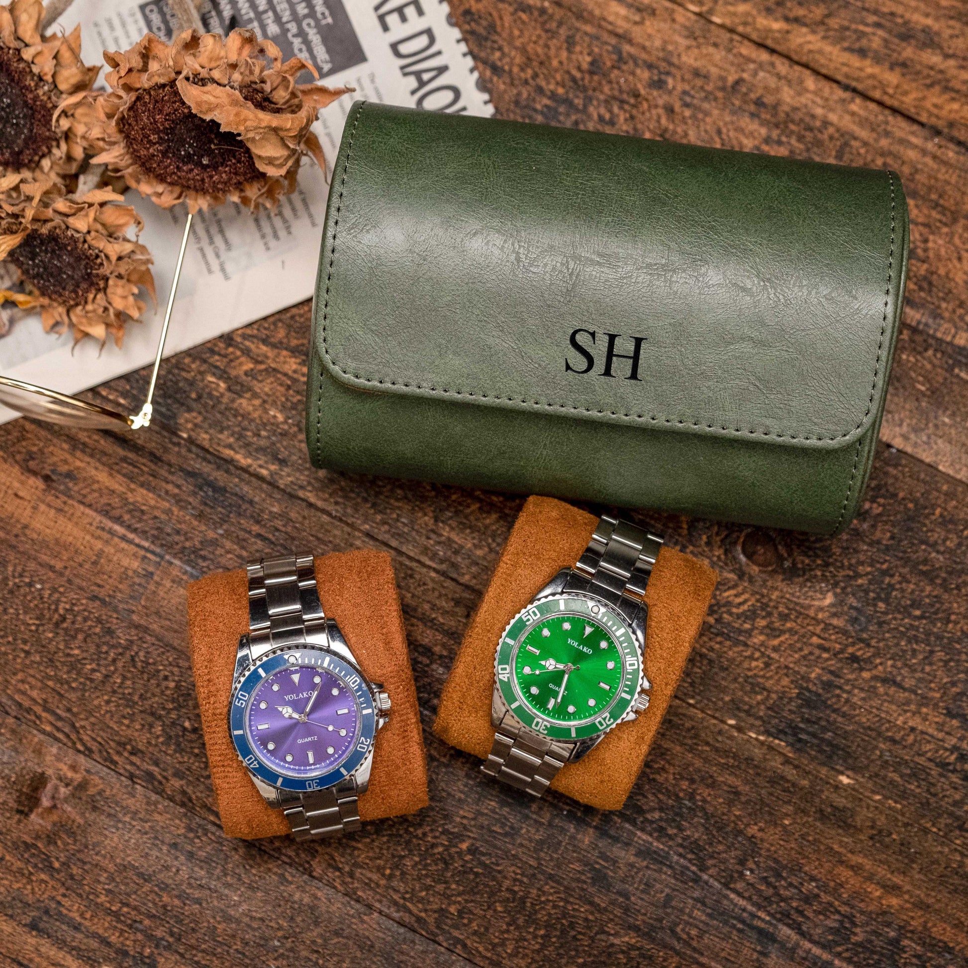 Personalized Watch Roll Leather, Watch Roll for Men, Watch Roll for 3, Corporate Gifts, Travel Watch Box, Groomsmen gift, Gift For Him